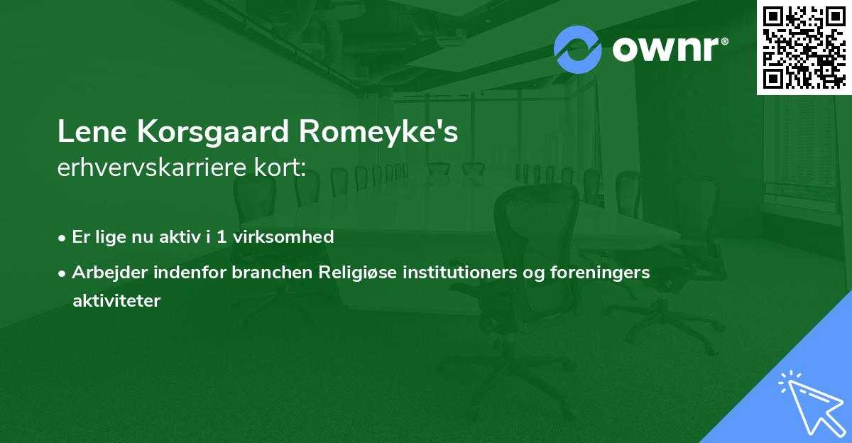 Lene Korsgaard Romeyke's erhvervskarriere kort