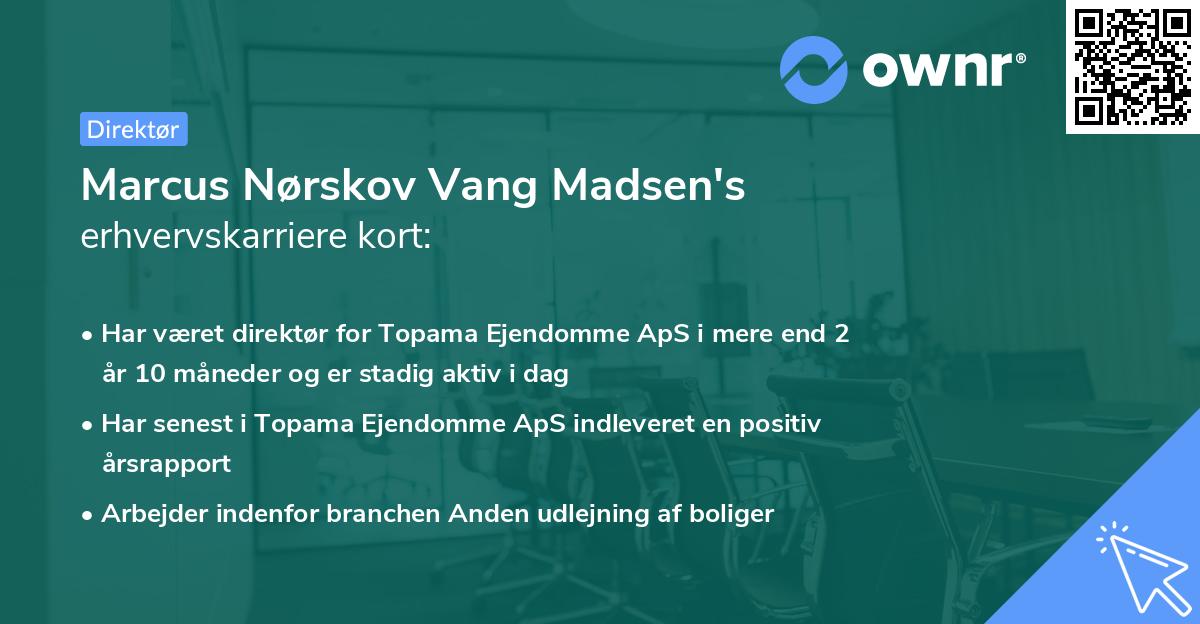 Marcus Nørskov Vang Madsen's erhvervskarriere kort