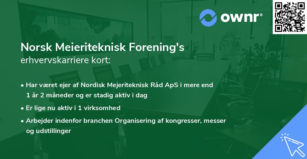 Norsk Meieriteknisk Forening's erhvervskarriere kort