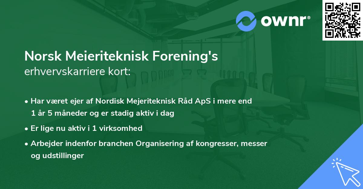 Norsk Meieriteknisk Forening's erhvervskarriere kort