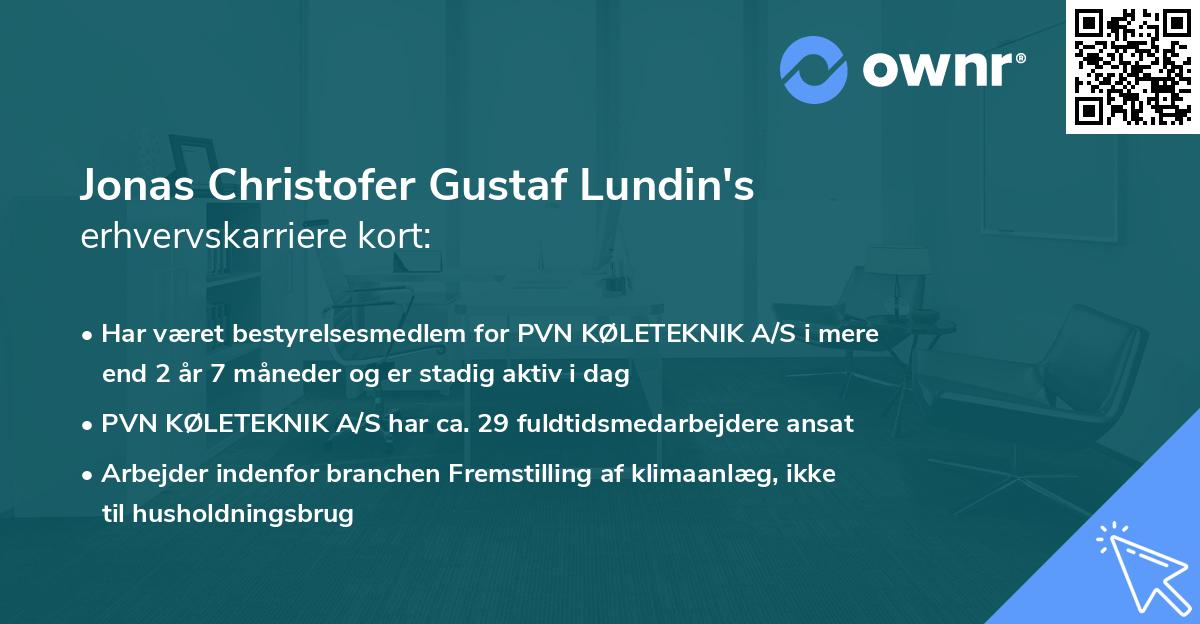 Jonas Christofer Gustaf Lundin's erhvervskarriere kort