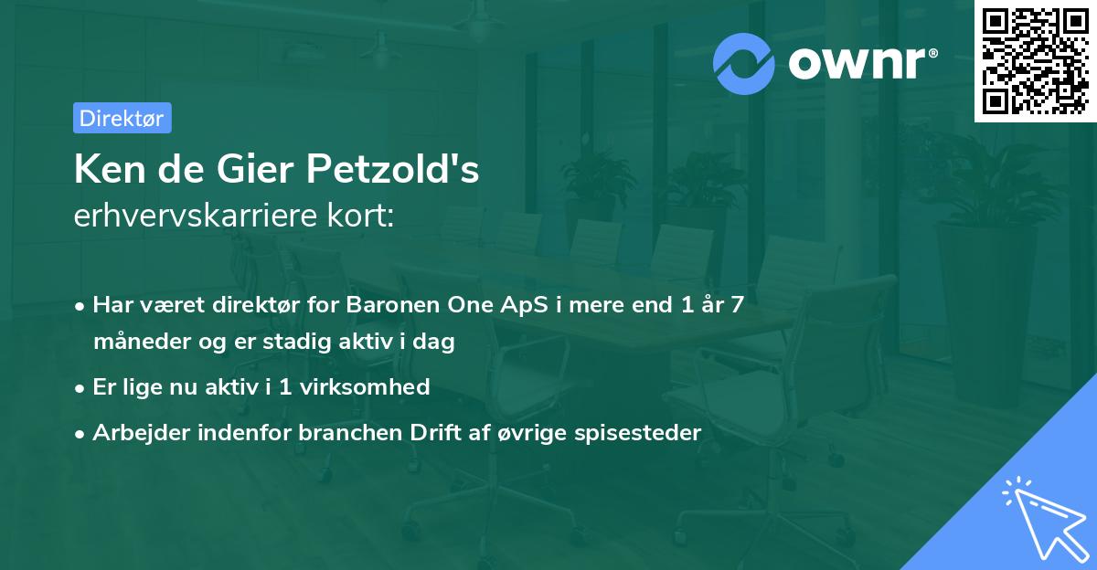 Ken de Gier Petzold's erhvervskarriere kort
