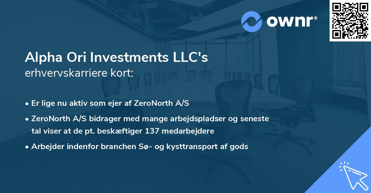 Alpha Ori Investments LLC's erhvervskarriere kort