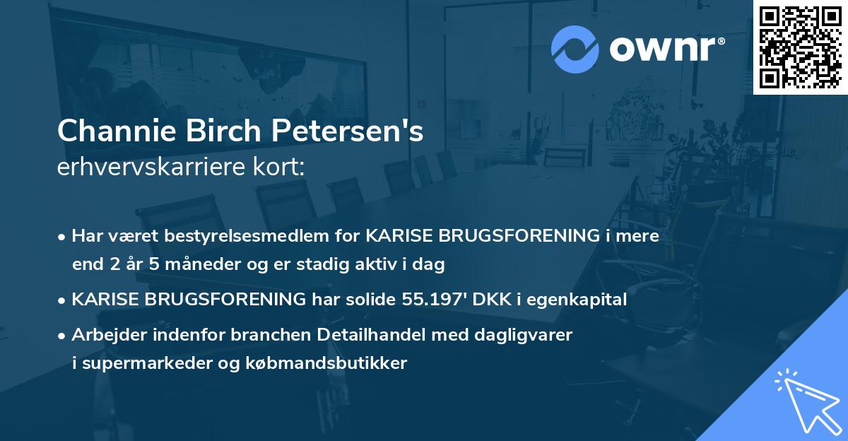Channie Birch Petersen's erhvervskarriere kort