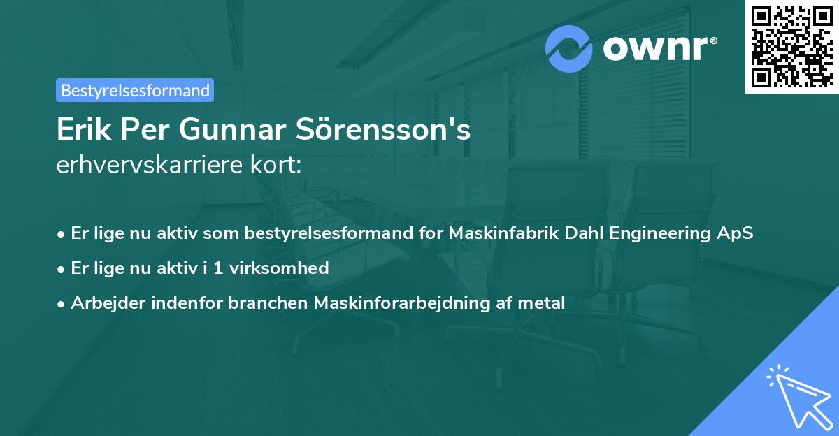 Erik Per Gunnar Sörensson's erhvervskarriere kort