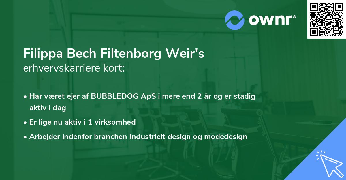 Filippa Bech Filtenborg Weir's erhvervskarriere kort