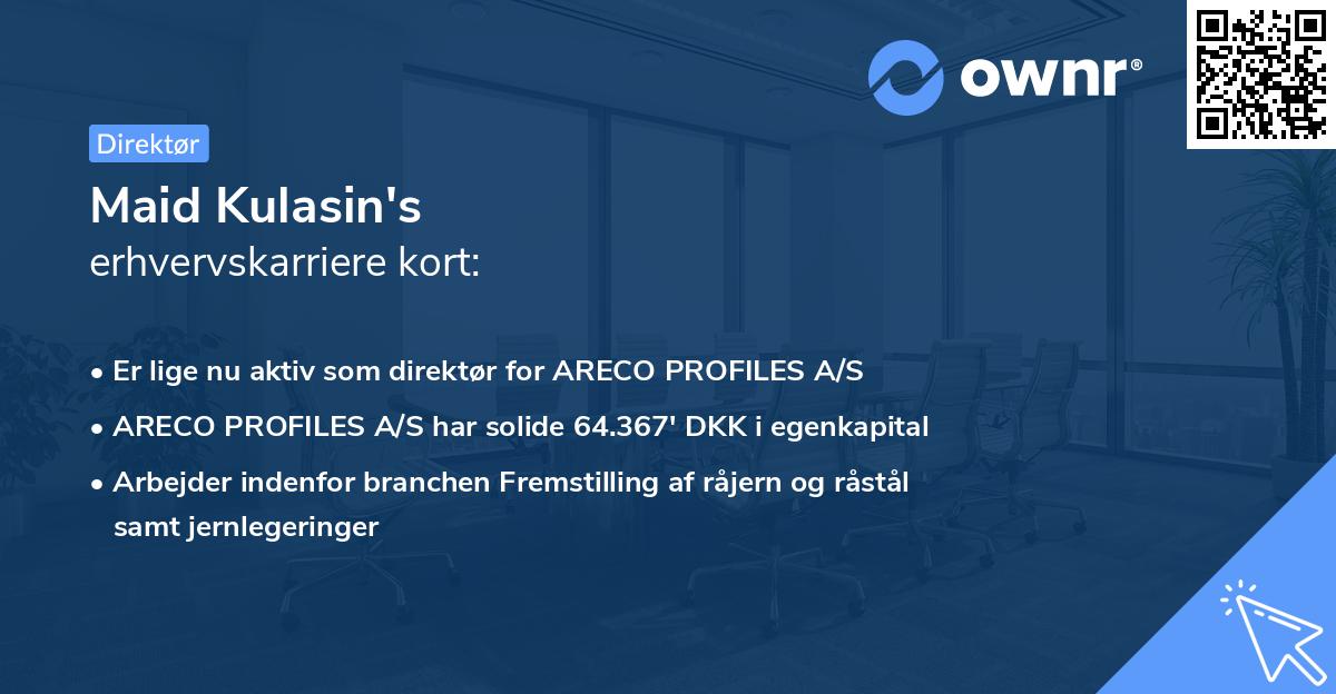 Maid Kulasin's erhvervskarriere kort