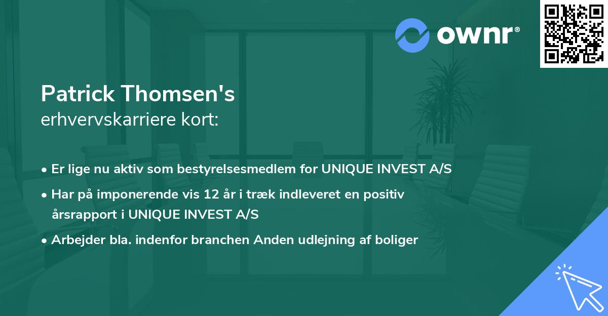 Patrick Thomsen's erhvervskarriere kort