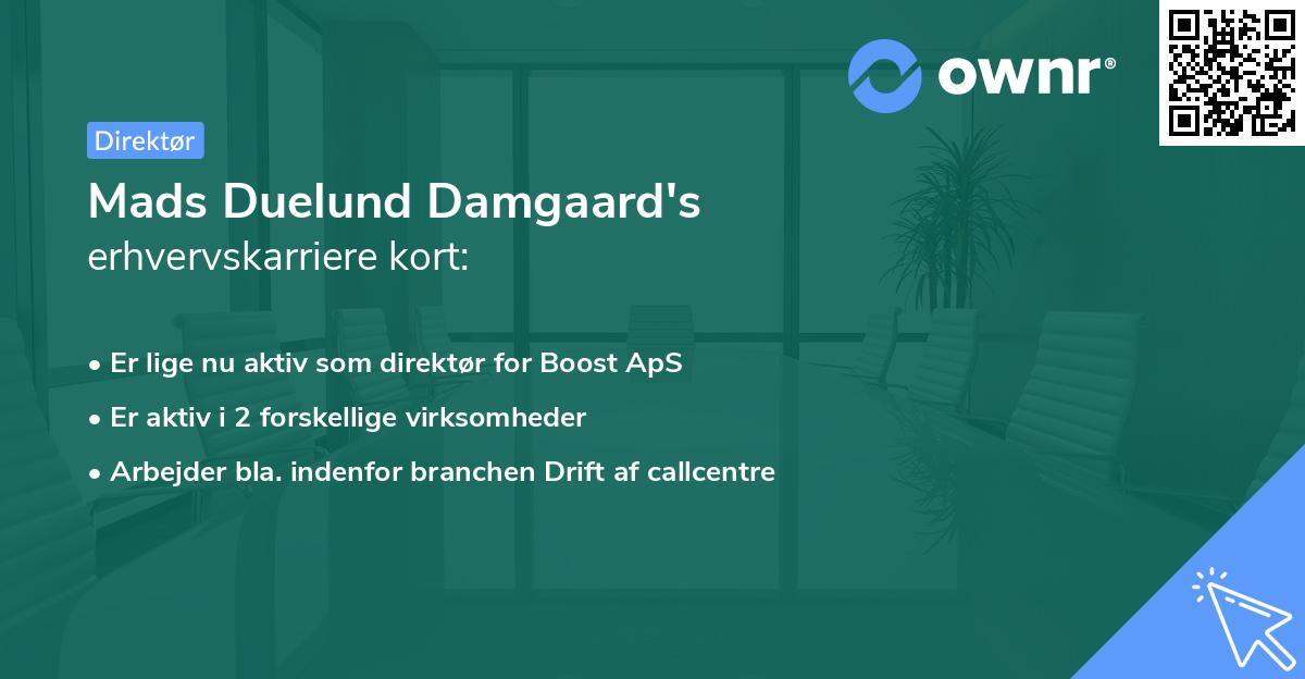 Mads Duelund Damgaard's erhvervskarriere kort