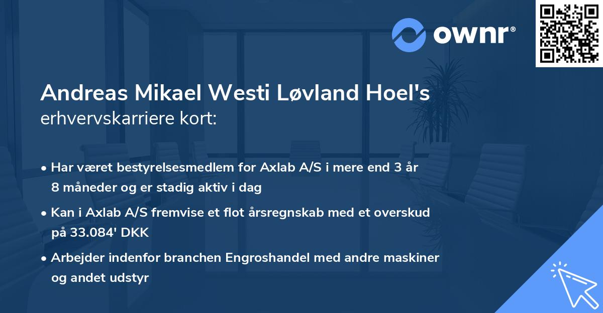 Andreas Mikael Westi Løvland Hoel's erhvervskarriere kort