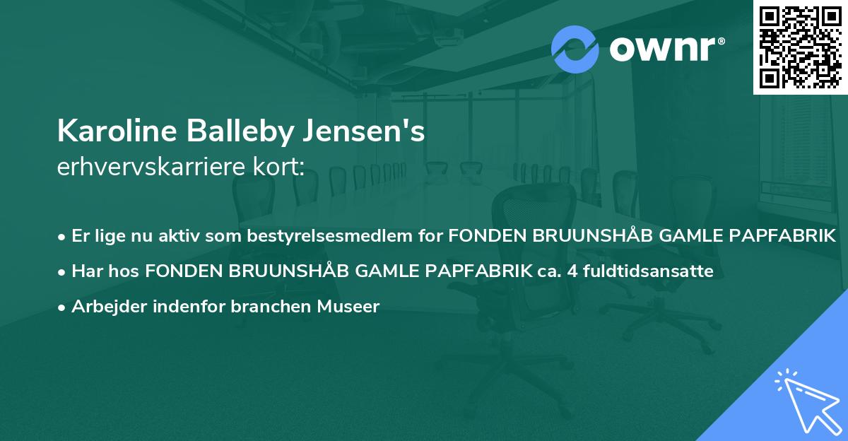 Karoline Balleby Jensen's erhvervskarriere kort