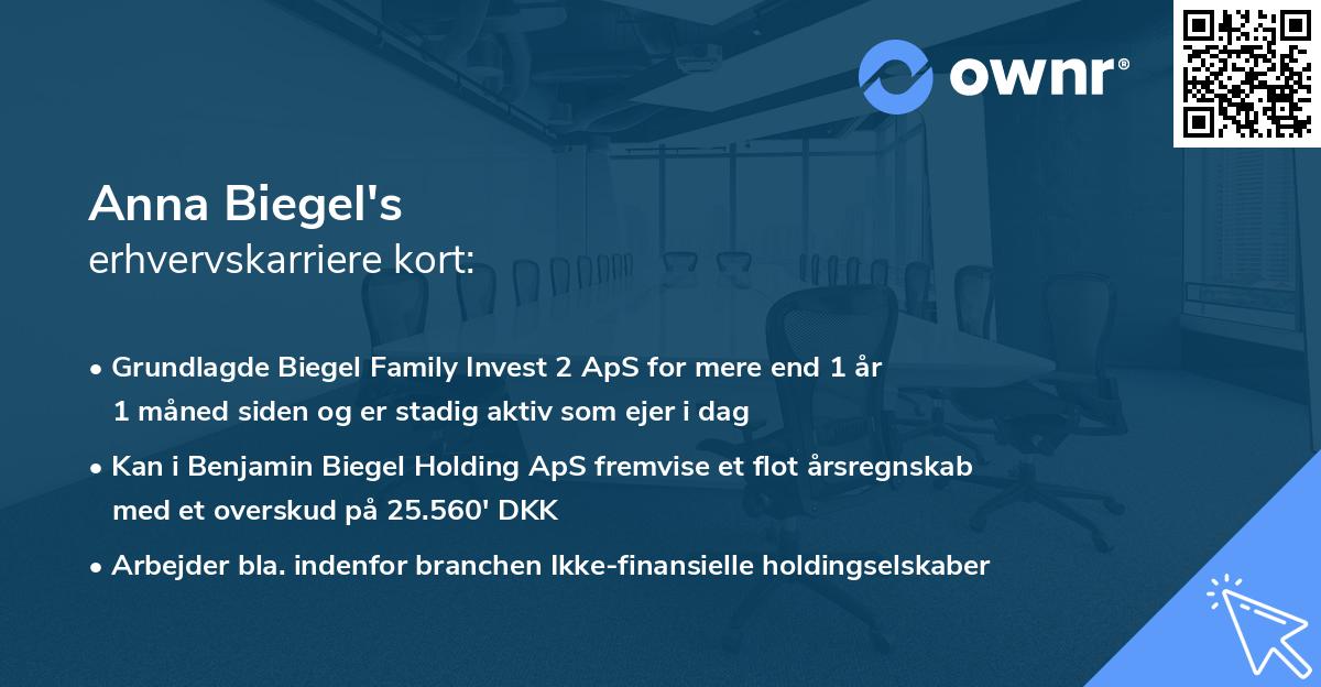 Anna Biegel's erhvervskarriere kort