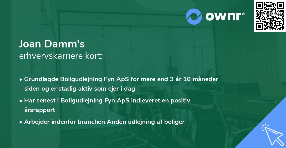 Joan Damm's erhvervskarriere kort