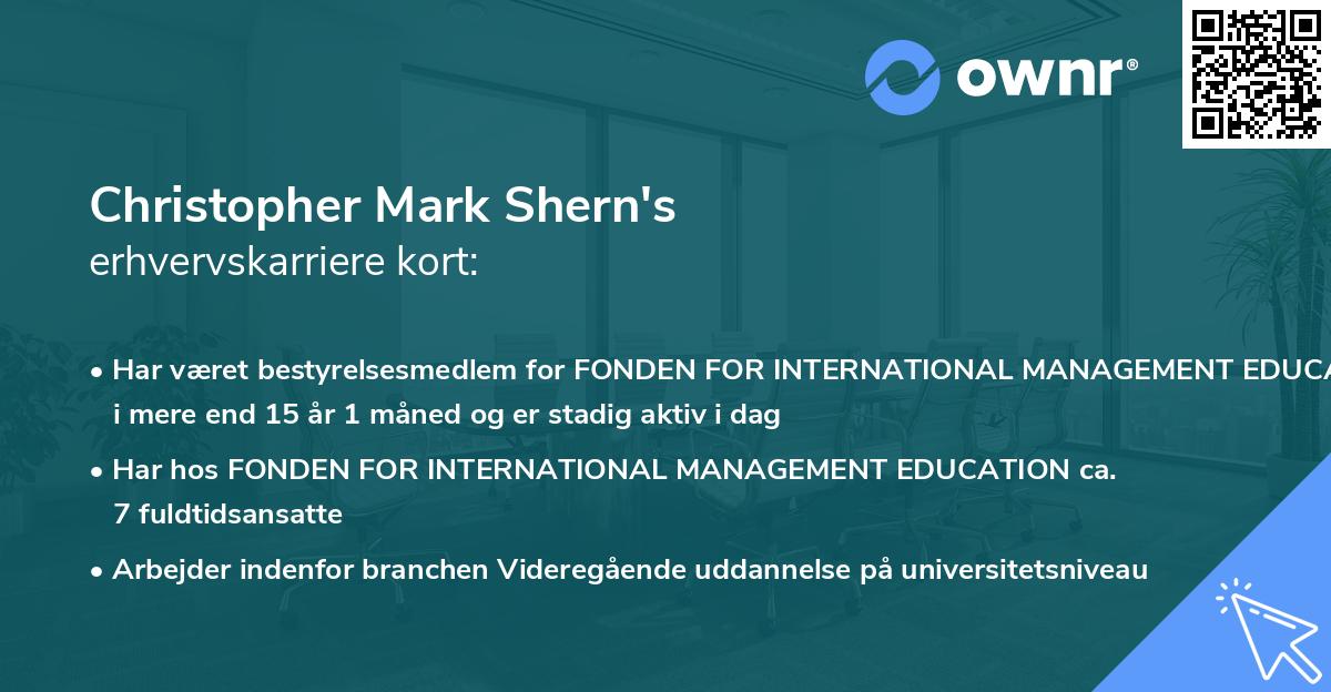 Christopher Mark Shern's erhvervskarriere kort