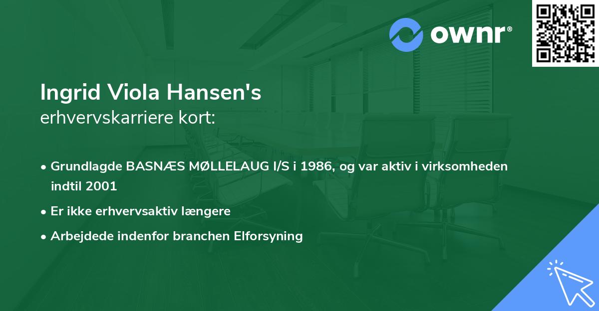 Ingrid Viola Hansen's erhvervskarriere kort