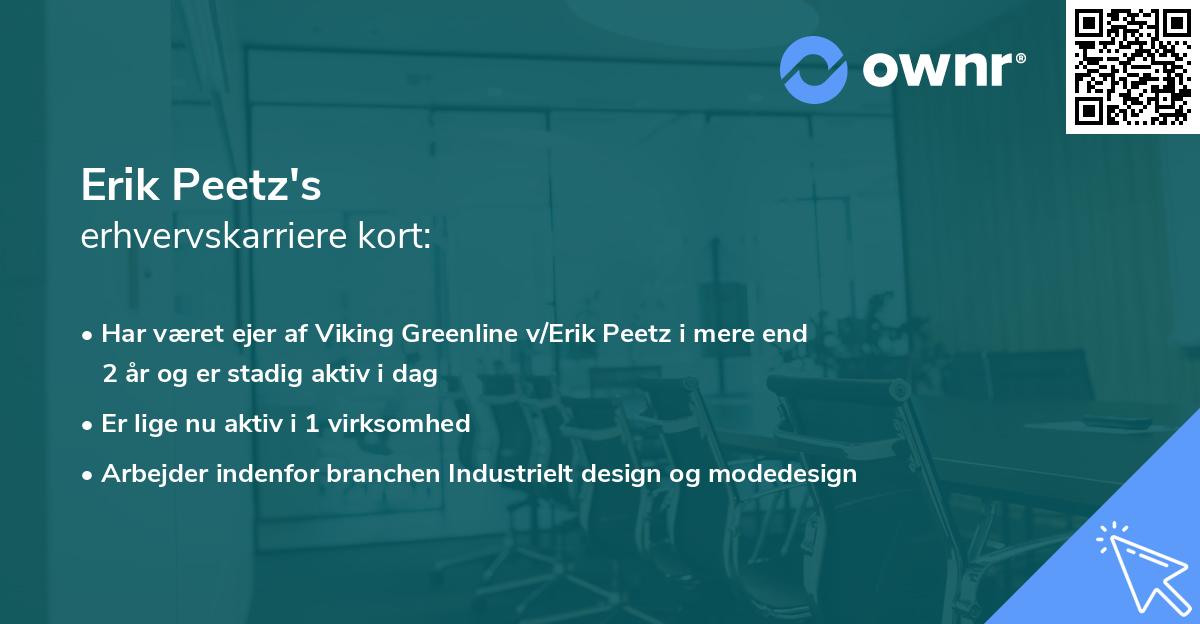 Erik Peetz's erhvervskarriere kort