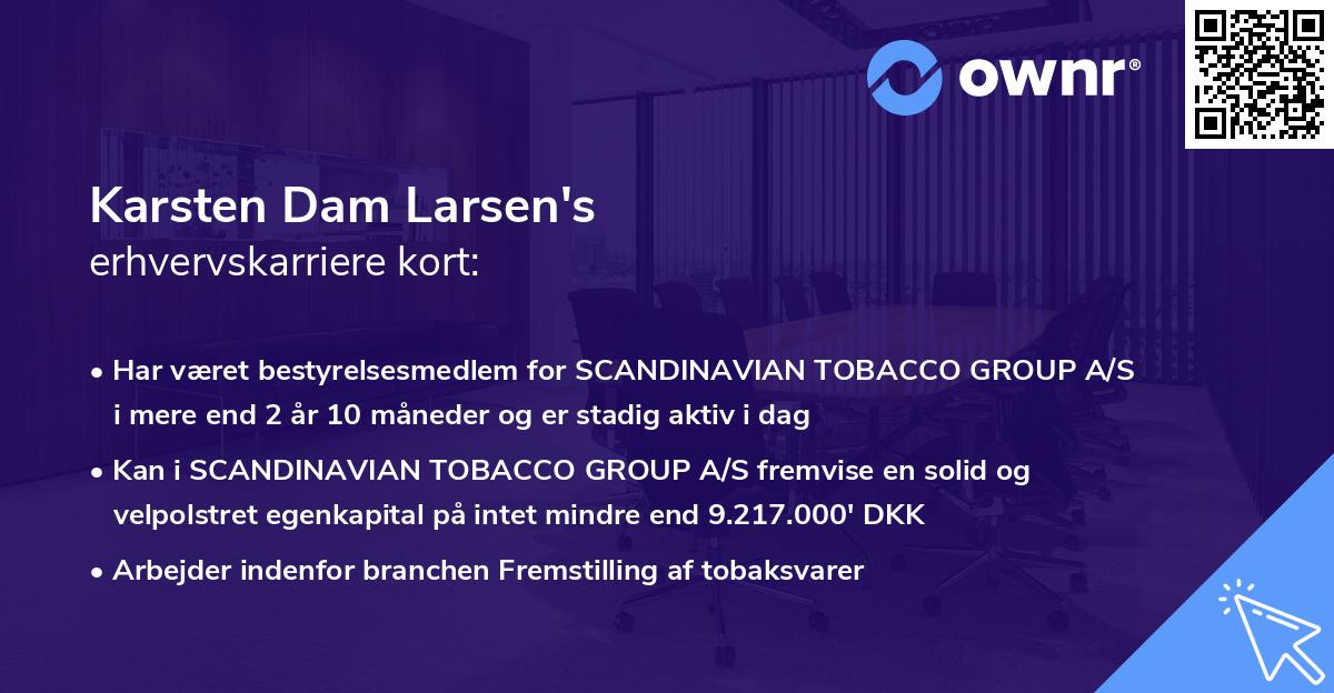 Karsten Dam Larsen's erhvervskarriere kort