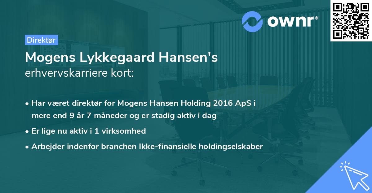 Mogens Lykkegaard Hansen's erhvervskarriere kort