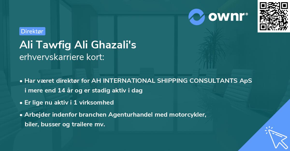 Ali Tawfig Ali Ghazali's erhvervskarriere kort