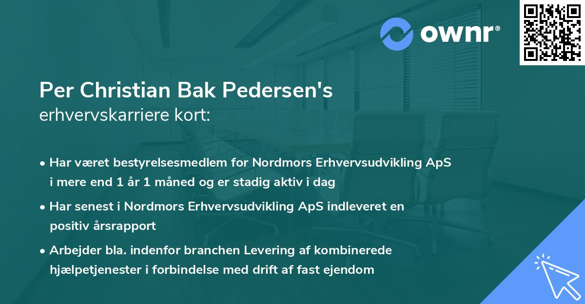 Per Christian Bak Pedersen's erhvervskarriere kort