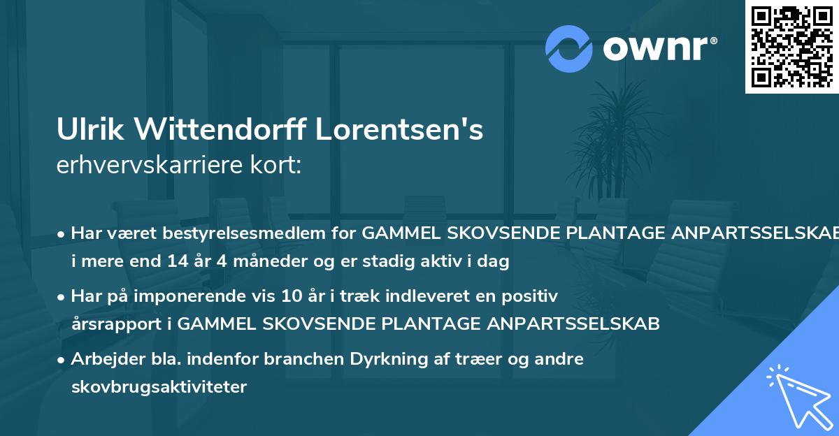 Ulrik Wittendorff Lorentsen's erhvervskarriere kort