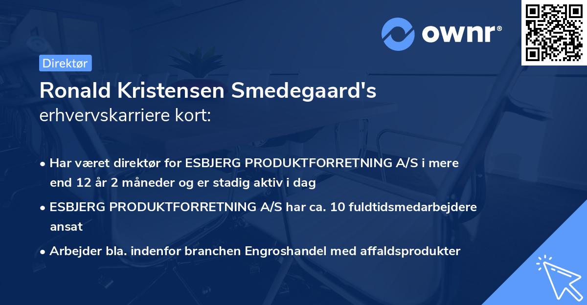 Ronald Kristensen Smedegaard's erhvervskarriere kort