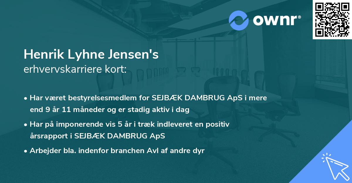 Henrik Lyhne Jensen's erhvervskarriere kort