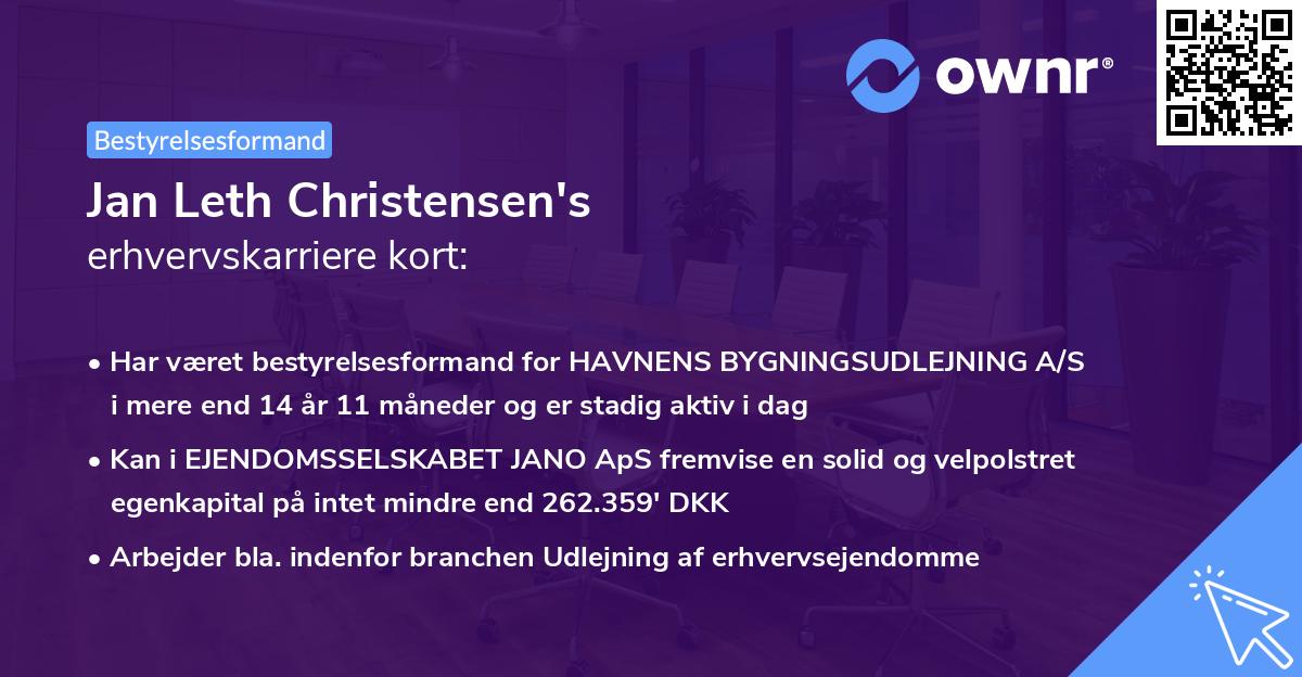 Jan Leth Christensen's erhvervskarriere kort