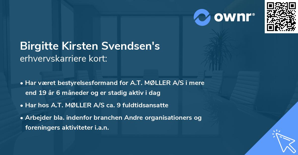 Birgitte Kirsten Svendsen's erhvervskarriere kort