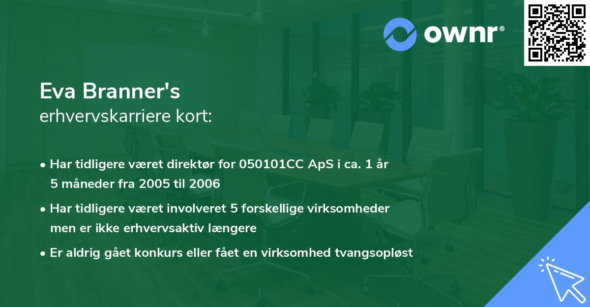 Eva Branner's erhvervskarriere kort