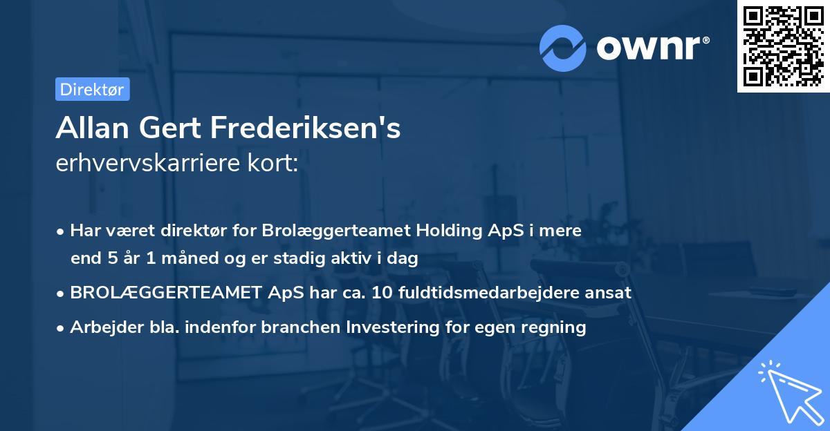 Allan Gert Frederiksen's erhvervskarriere kort