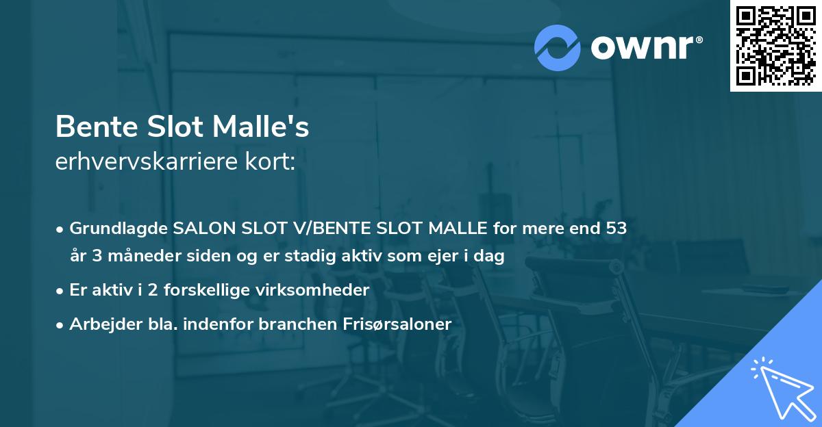 Bente Slot Malle's erhvervskarriere kort