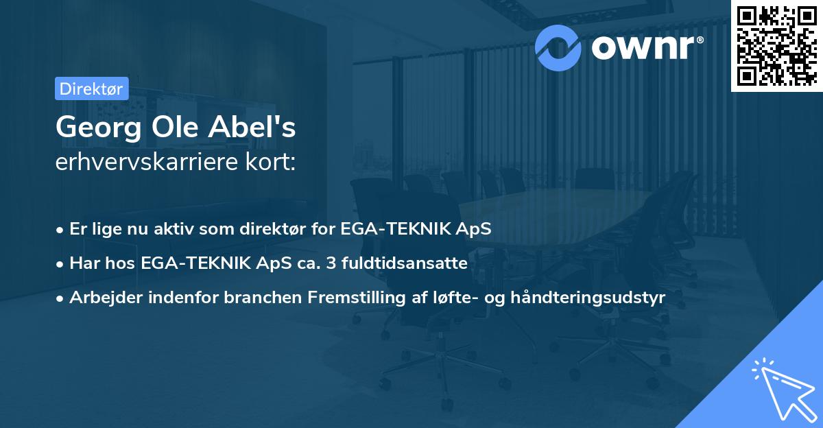 Georg Ole Abel's erhvervskarriere kort