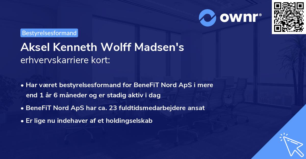 Aksel Kenneth Wolff Madsen's erhvervskarriere kort