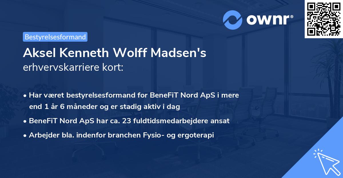 Aksel Kenneth Wolff Madsen's erhvervskarriere kort