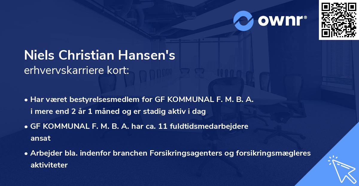 Niels Christian Hansen's erhvervskarriere kort
