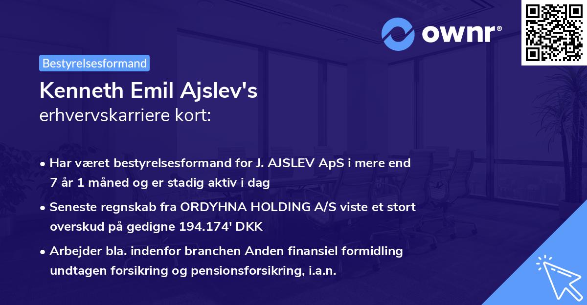 Kenneth Emil Ajslev's erhvervskarriere kort