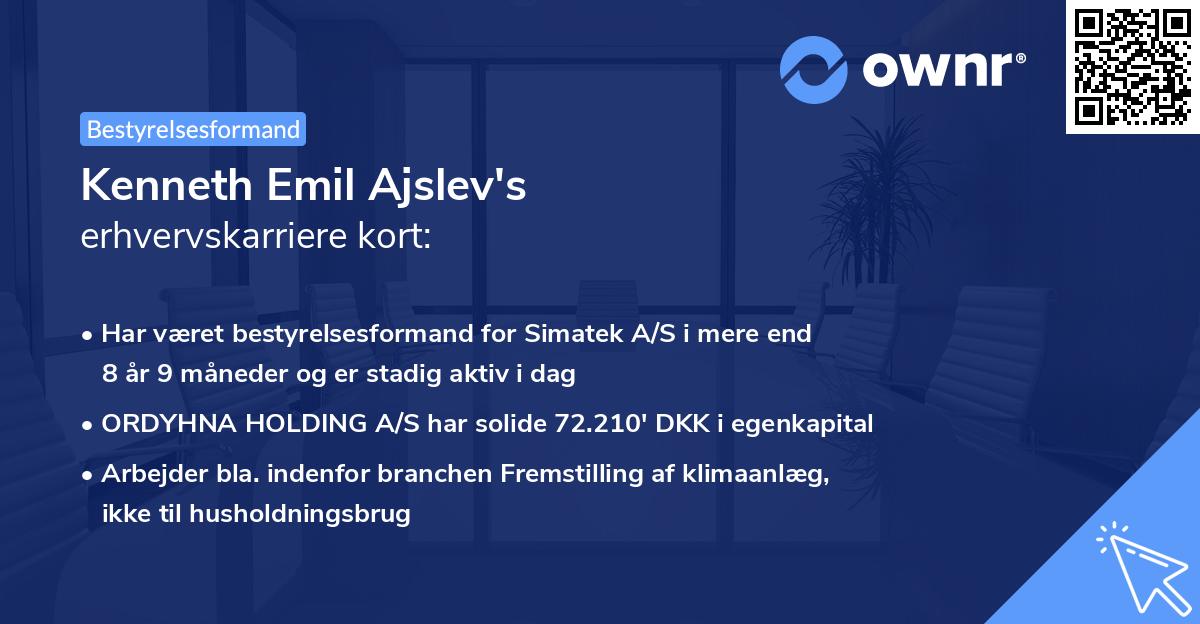Kenneth Emil Ajslev's erhvervskarriere kort