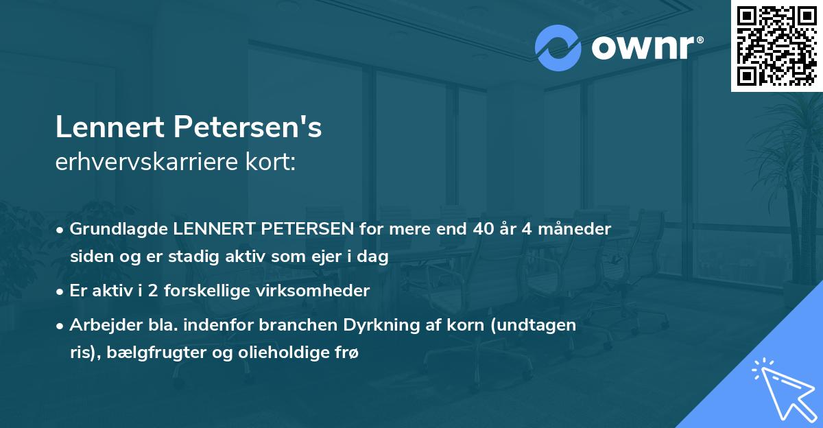 Lennert Petersen's erhvervskarriere kort