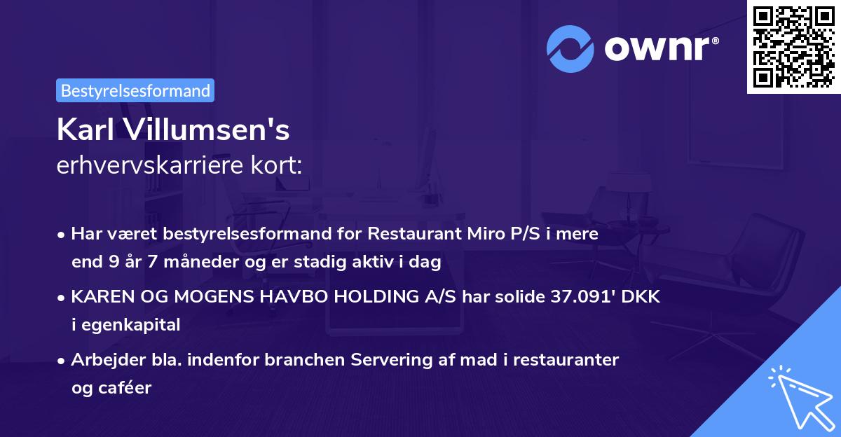 Karl Villumsen's erhvervskarriere kort