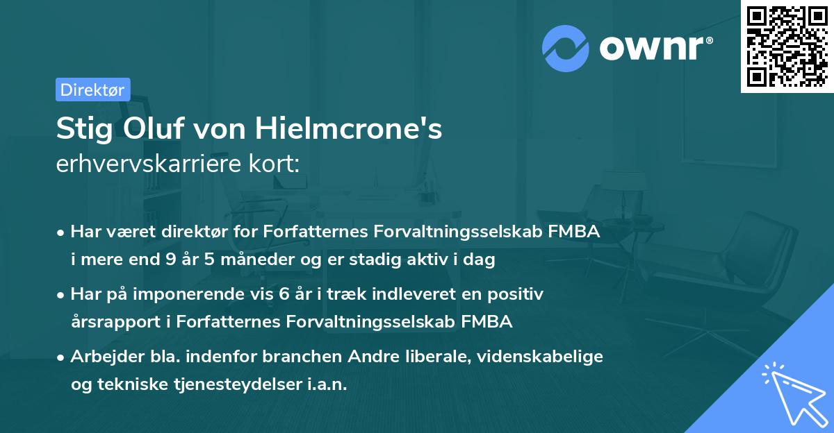 Stig Oluf von Hielmcrone's erhvervskarriere kort