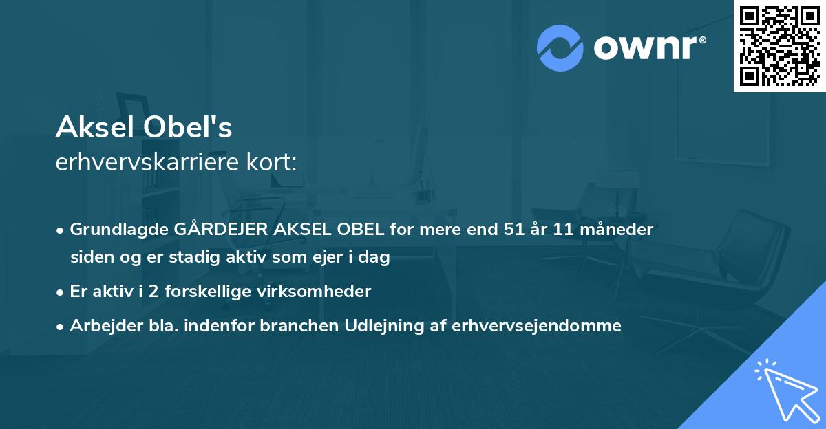 Aksel Obel's erhvervskarriere kort