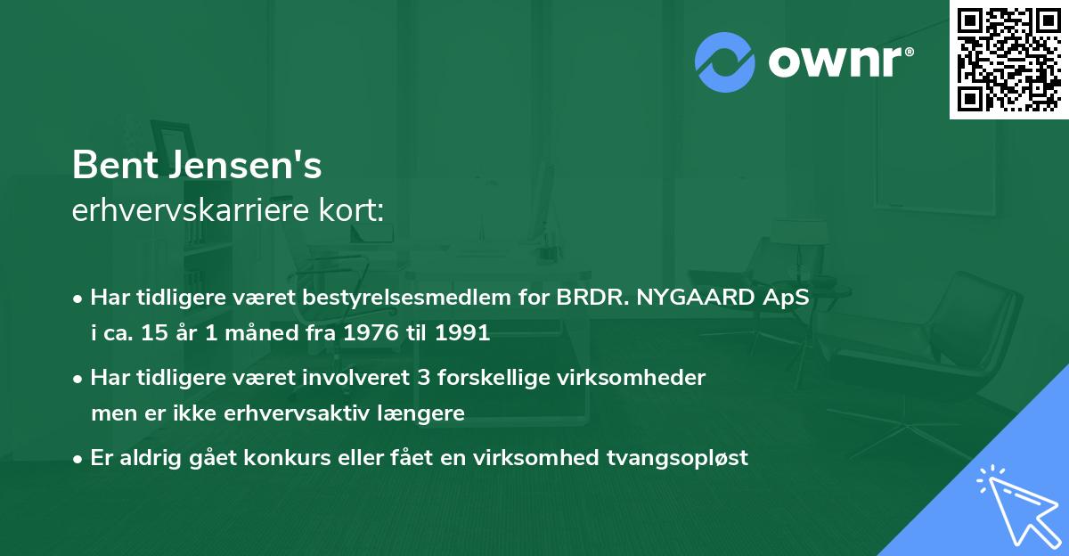 Bent Jensen's erhvervskarriere kort