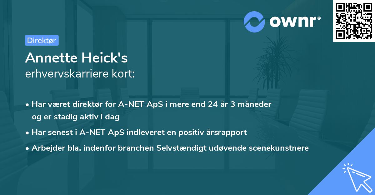 Annette Heick's erhvervskarriere kort