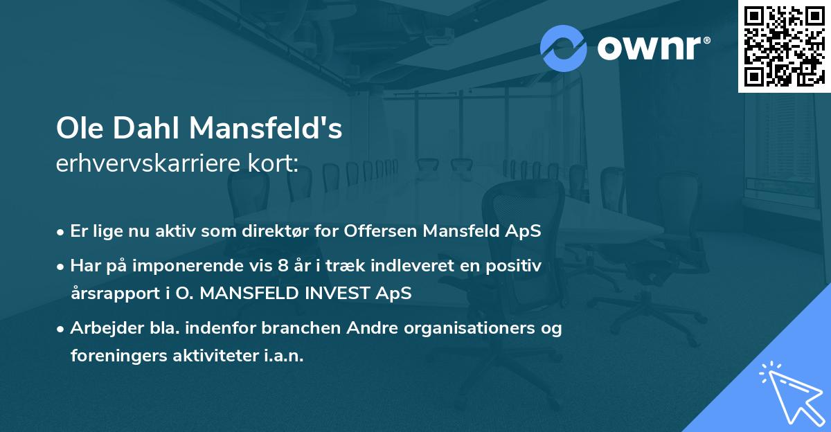 Ole Dahl Mansfeld's erhvervskarriere kort