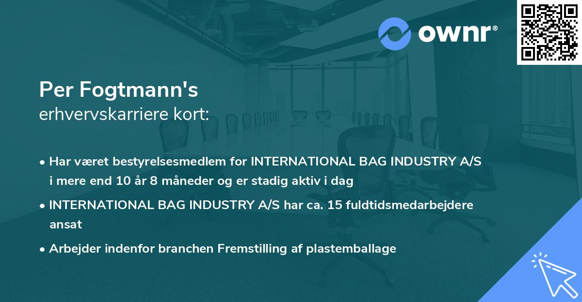 Per Fogtmann's erhvervskarriere kort