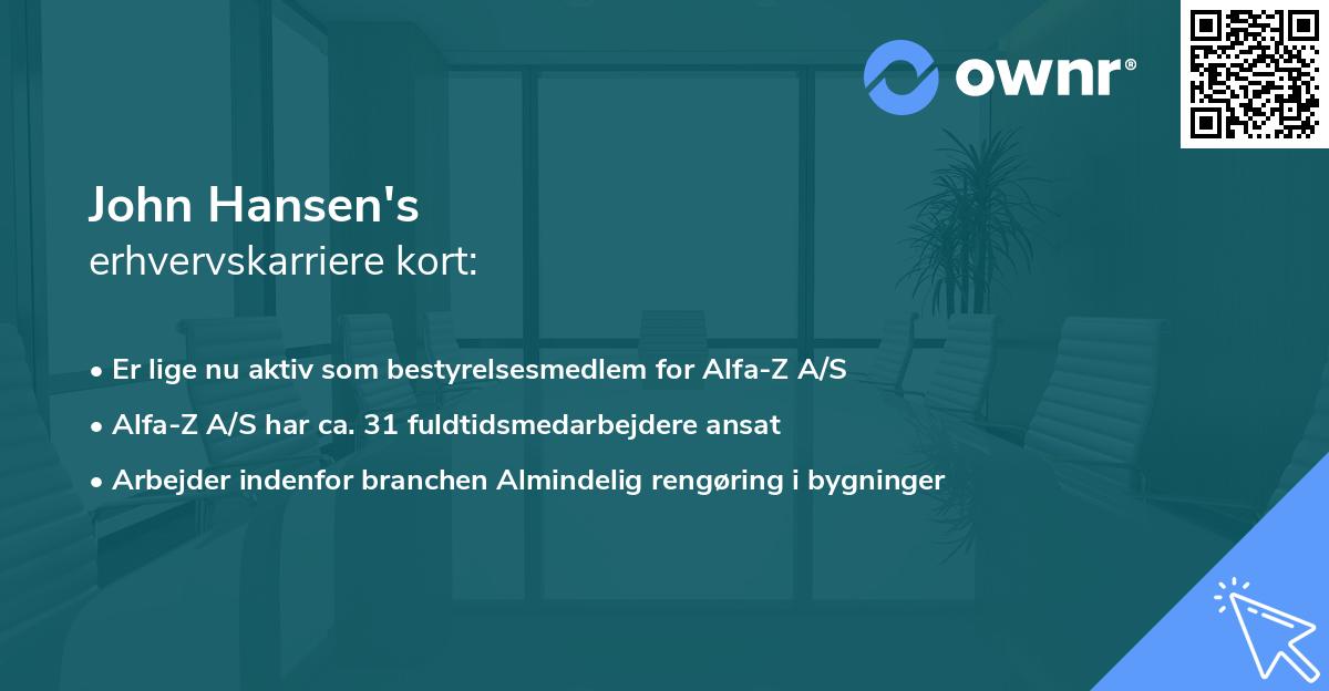 John Hansen's erhvervskarriere kort