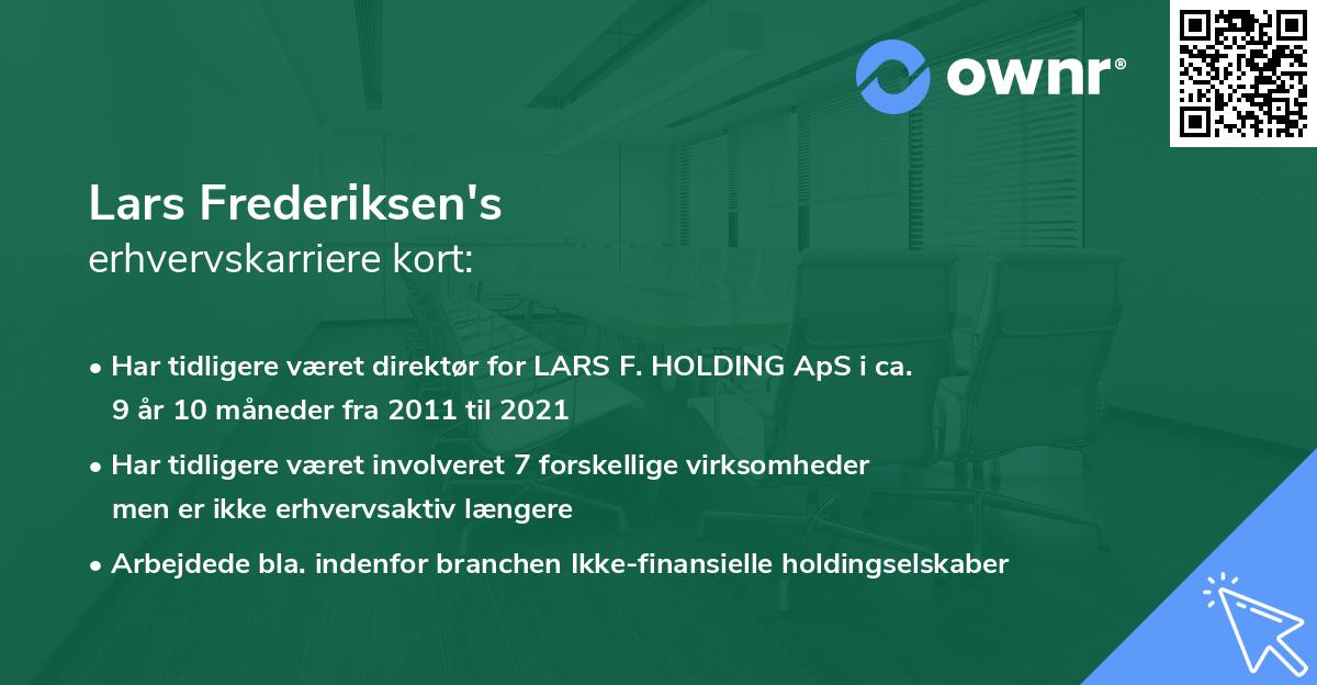 Lars Frederiksen's erhvervskarriere kort
