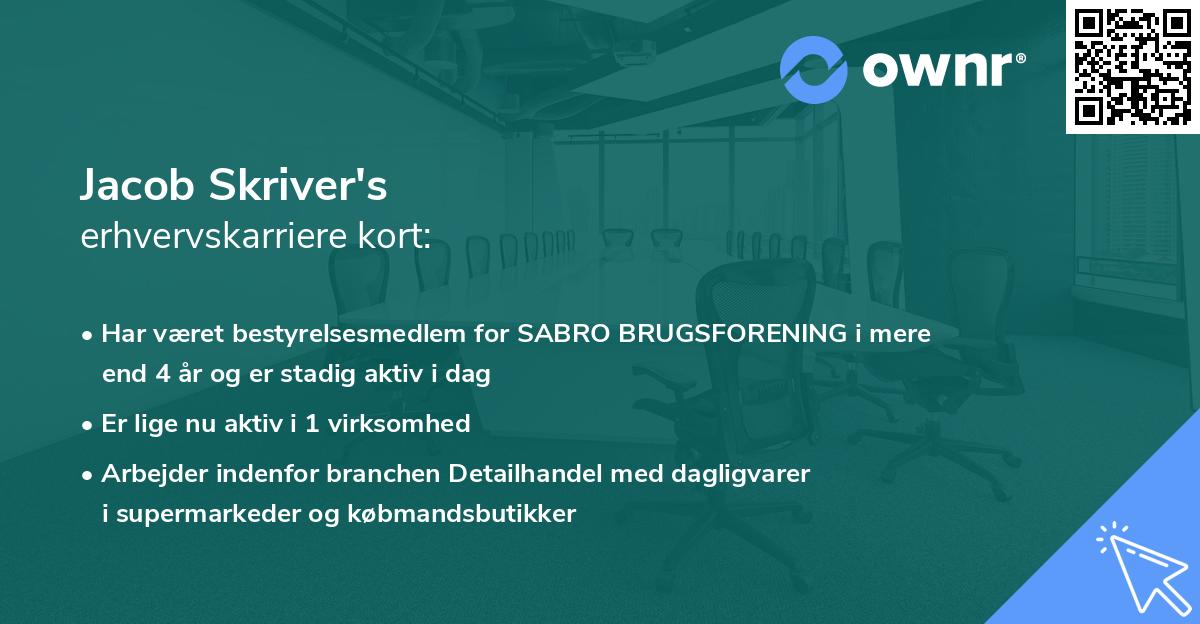 Jacob Skriver's erhvervskarriere kort