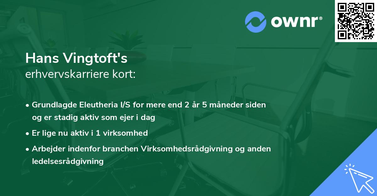 Hans Vingtoft's erhvervskarriere kort